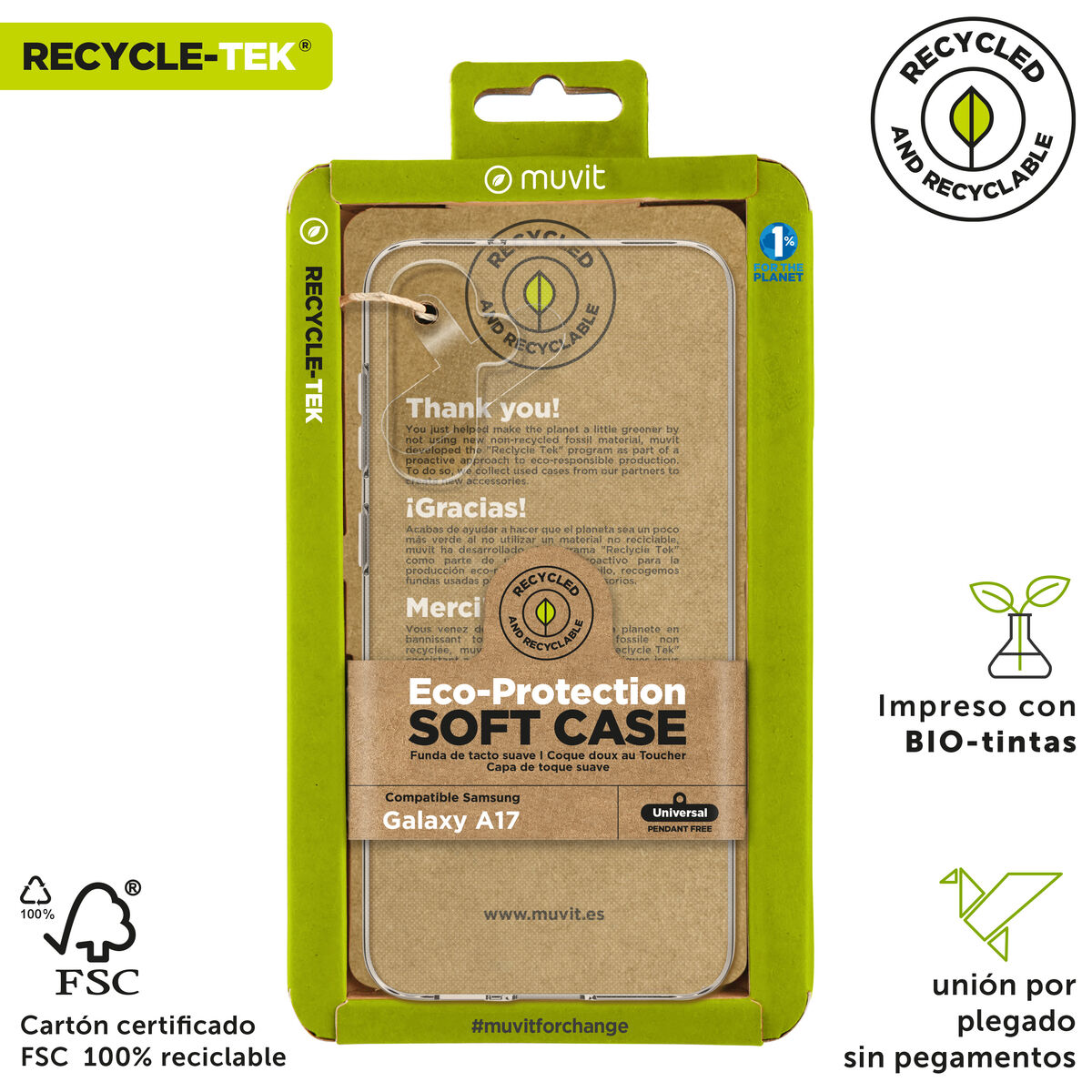 Mobile cover Muvit for Change Galaxy A17 Transparent