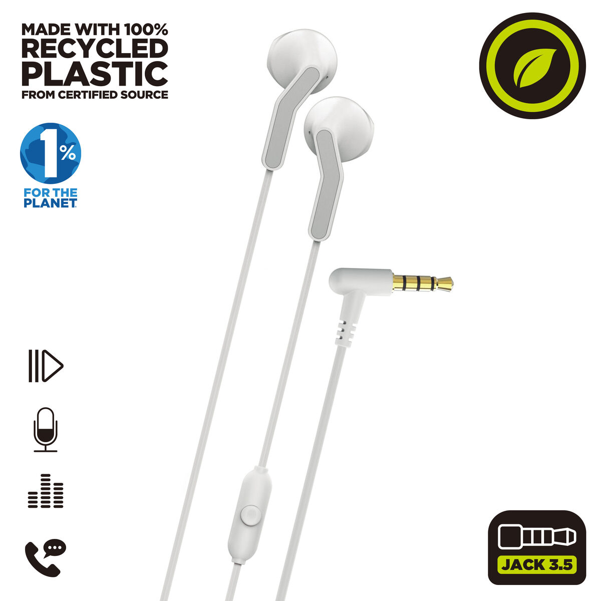 Headphones Muvit for Change E56 White