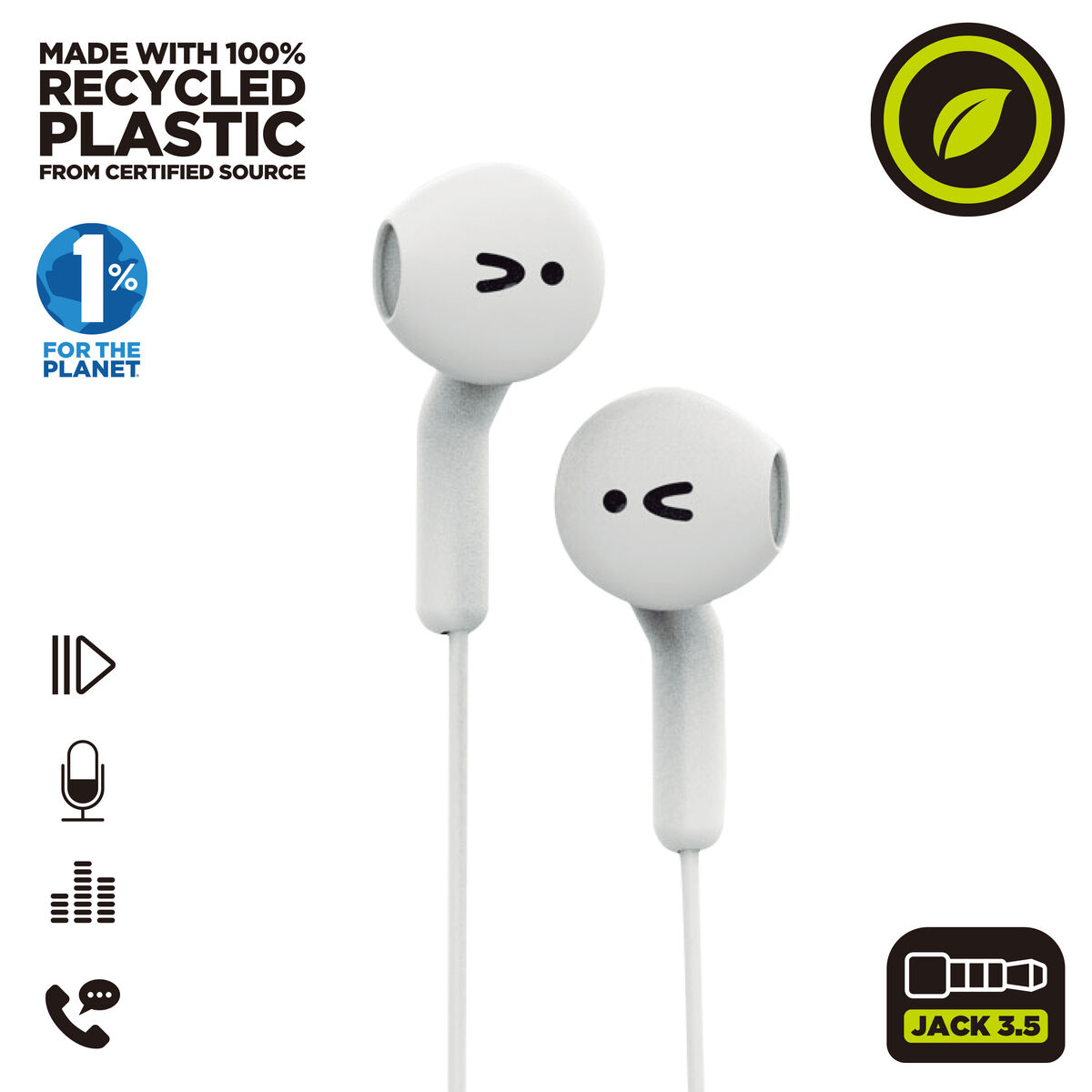 Headphones Muvit for Change E56 White