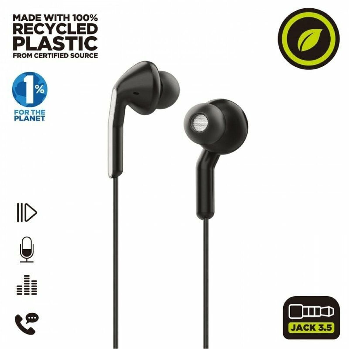 Headphones with Microphone Muvit E57 Black