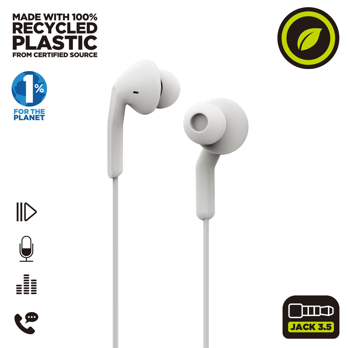 Headphones Muvit for Change E57 White