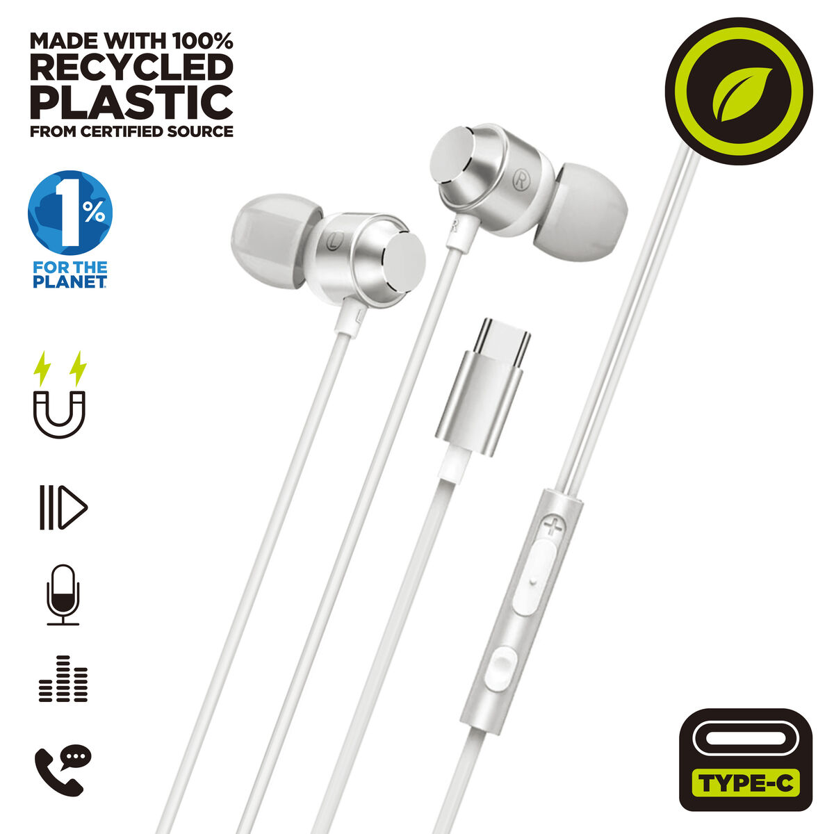 Headphones Muvit for Change M32 White