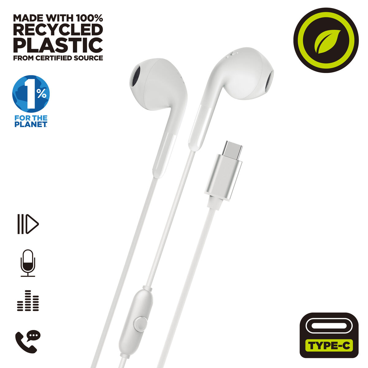 Headphones Muvit for Change E58 White
