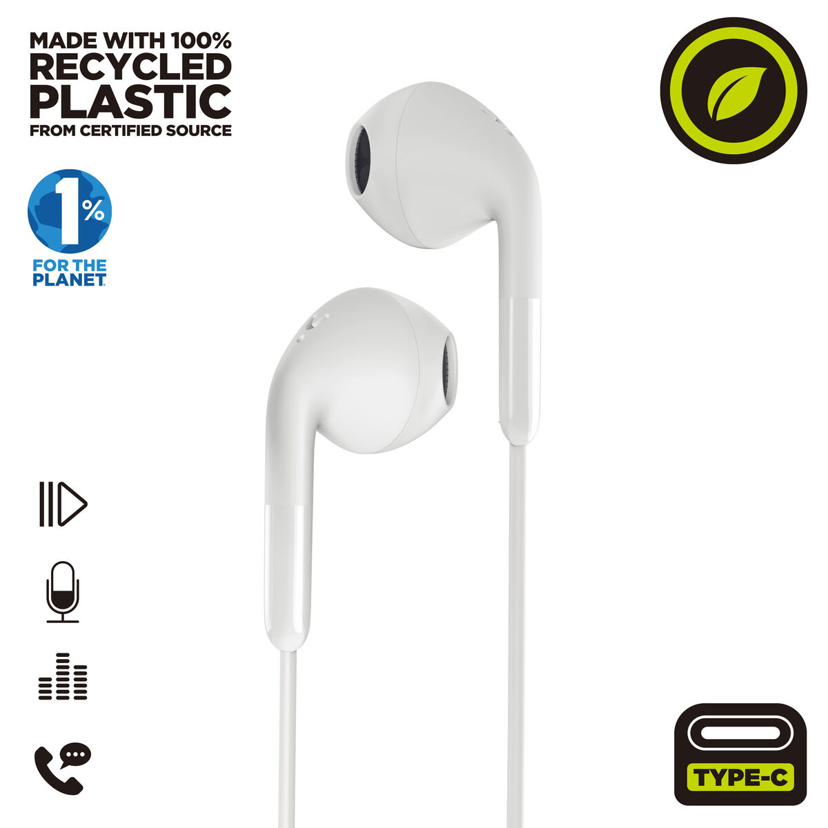 Headphones Muvit for Change E58 White