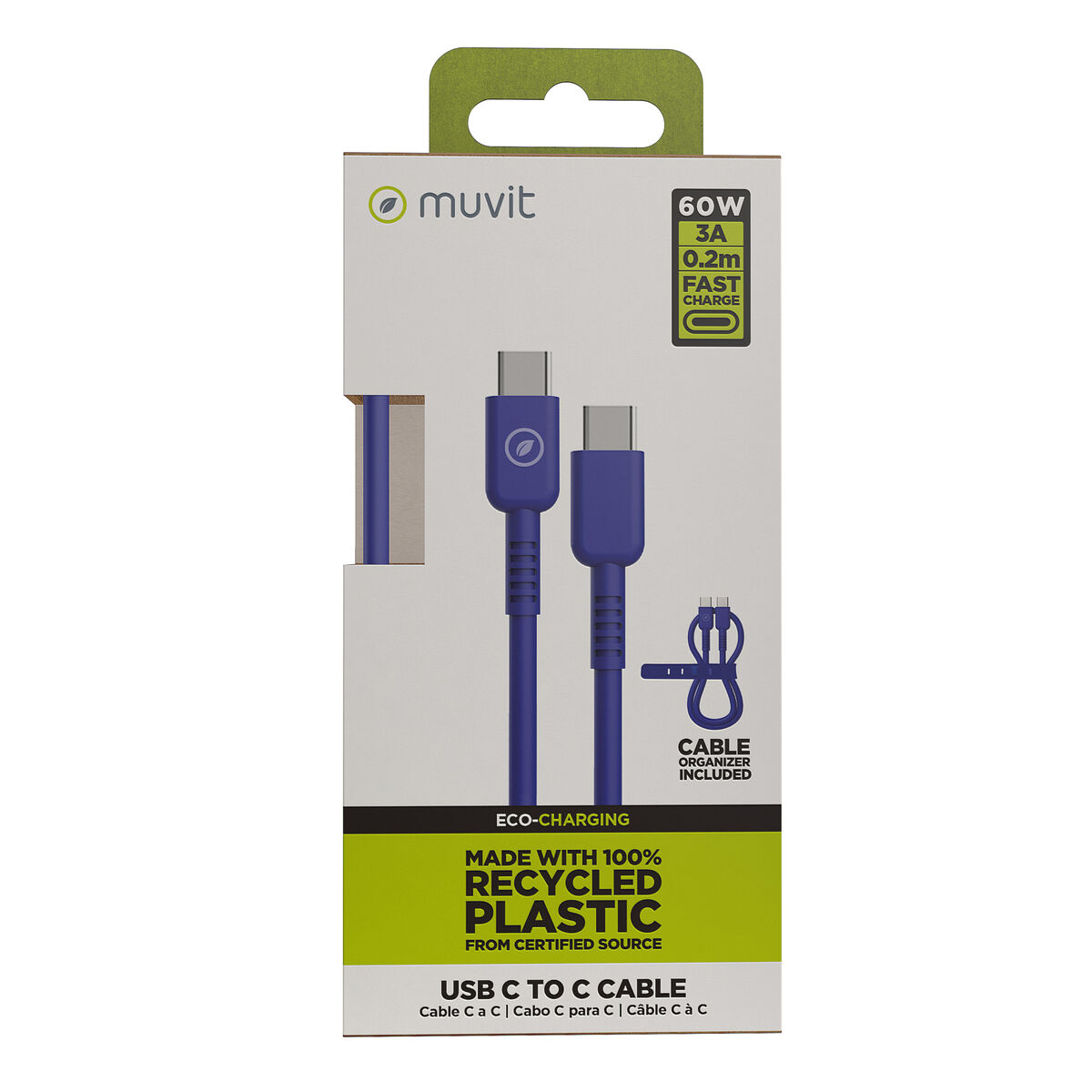 USB-C to USB-C Cable Muvit for Change Blue 0,2 m