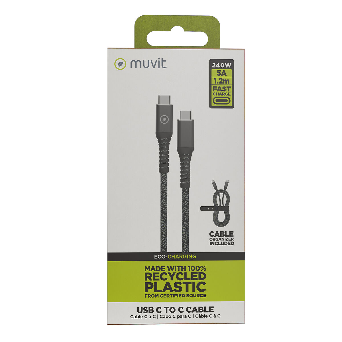 USB-C to USB-C Cable Muvit for Change Black 1,2 m