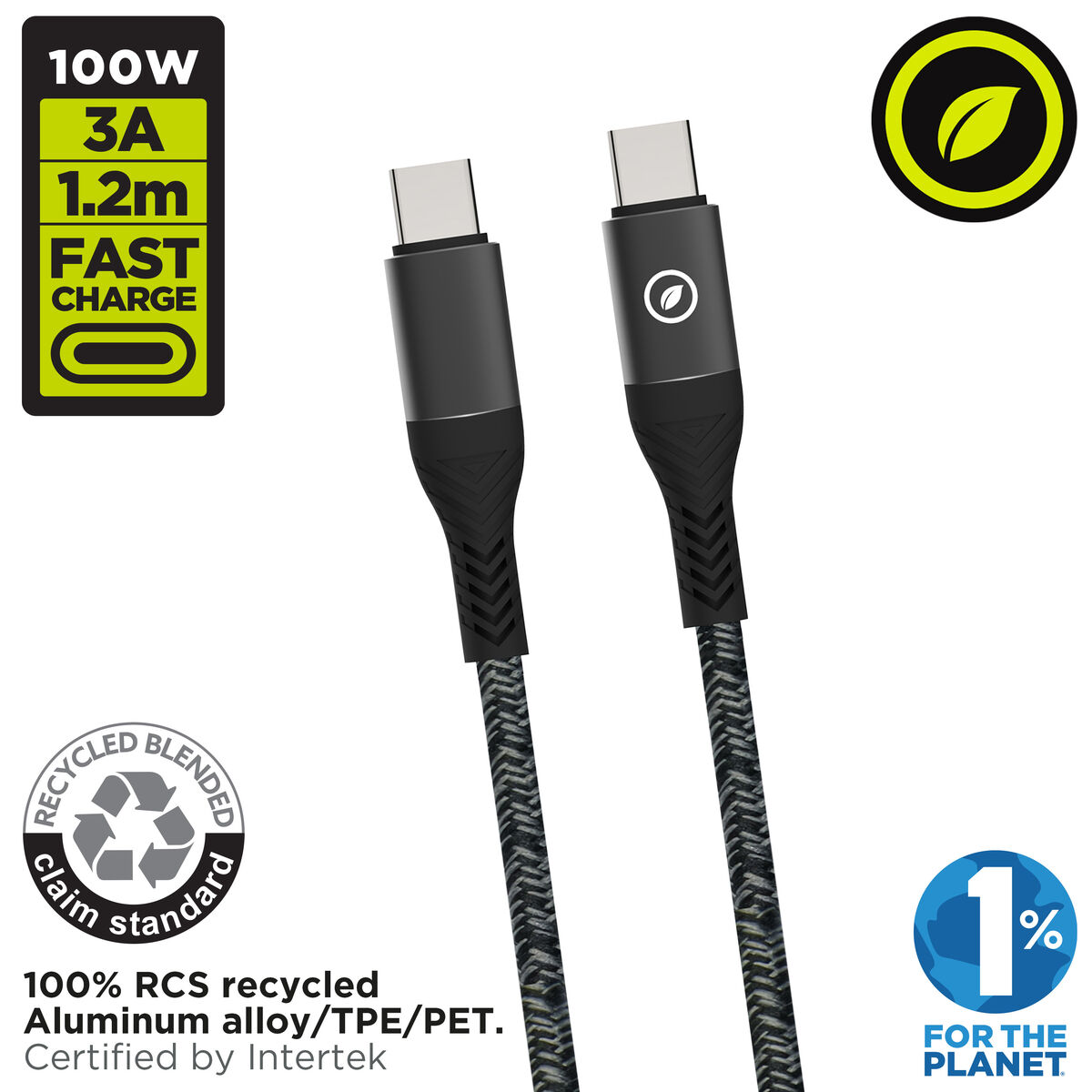USB-C to USB-C Cable Muvit for Change Black 1,2 m