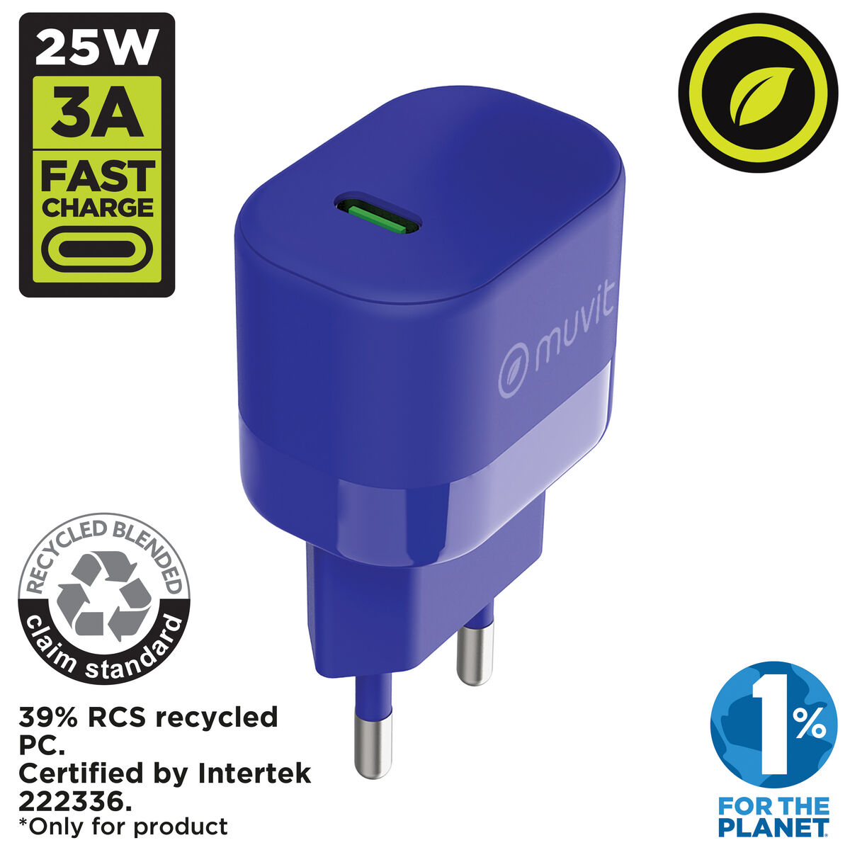 Wall Charger Muvit for Change Blue 25 W