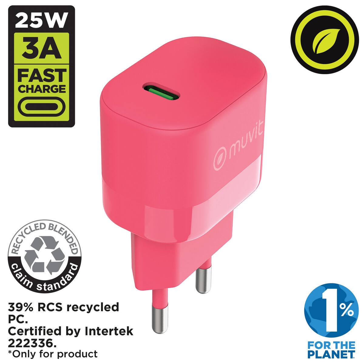 Wall Charger Muvit for Change Magenta 25 W