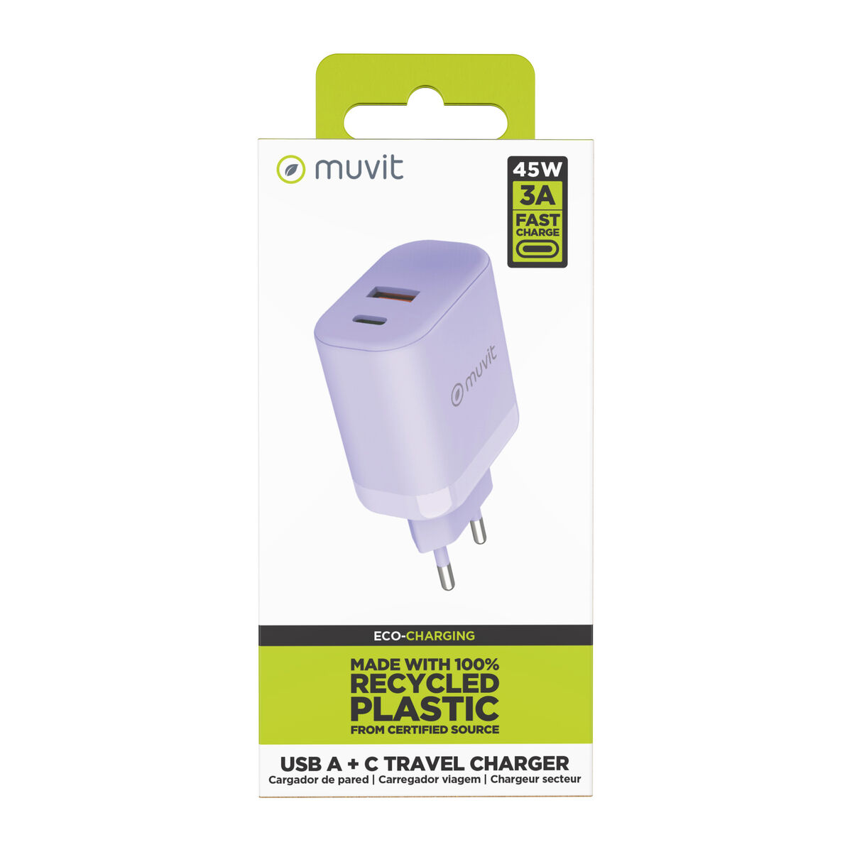 Wall Charger Muvit for Change WCEU24-45-AC Lavendar 45 W