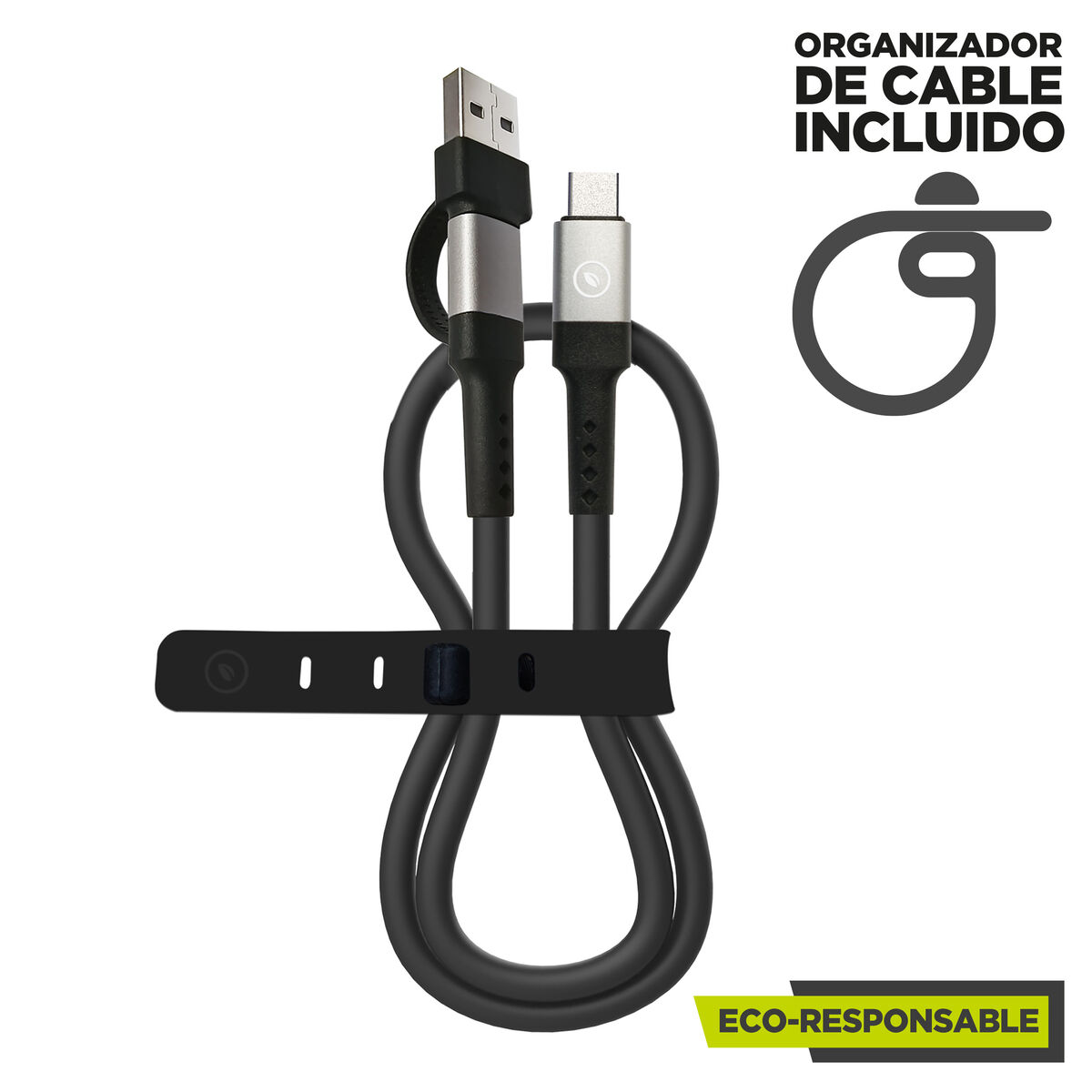 USB A to USB-C Cable Muvit for Change Black