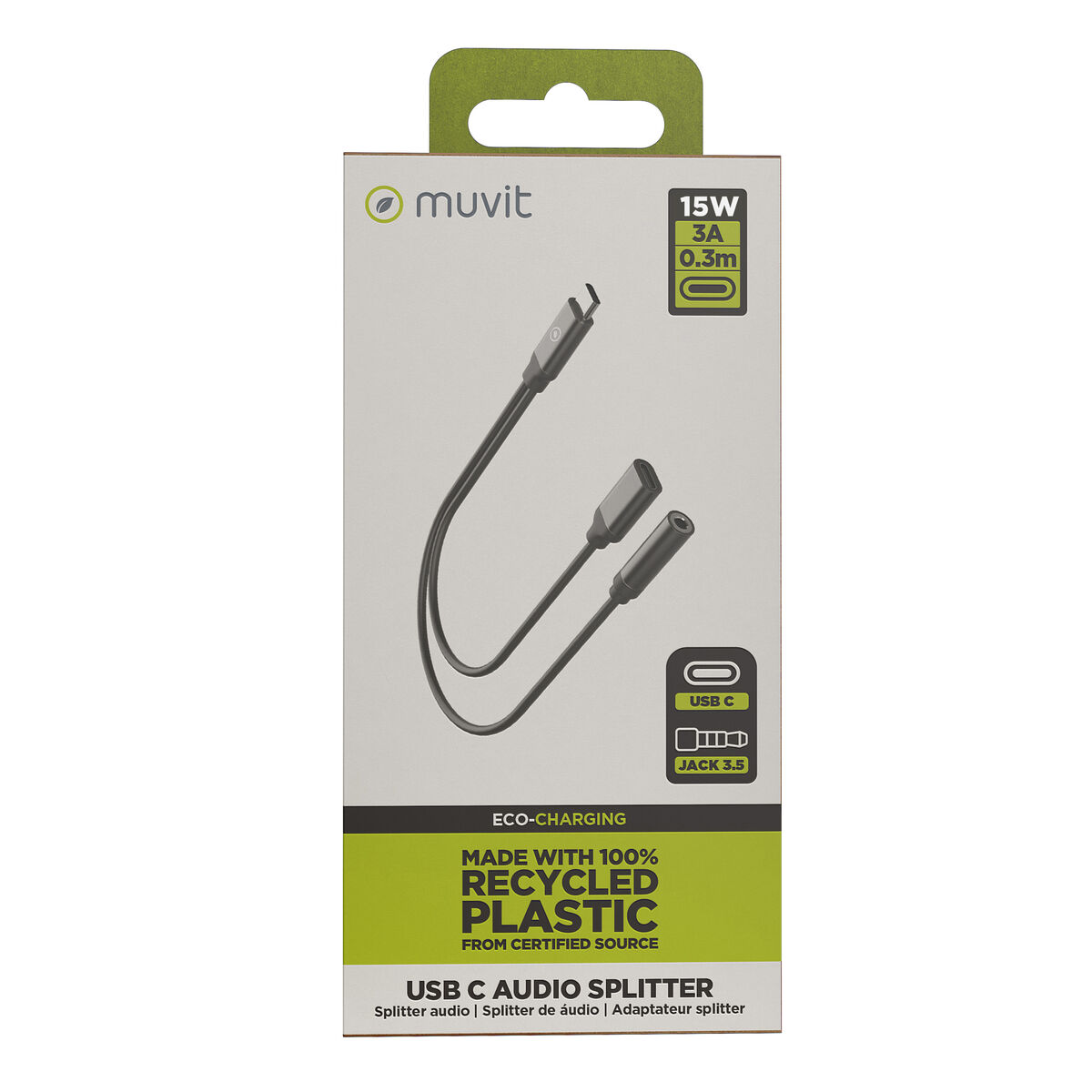Audio Jack Adapter Muvit for Change Black