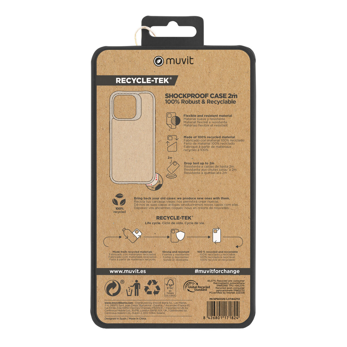 Mobile cover Muvit for Change iPhone 15 Pro Clear