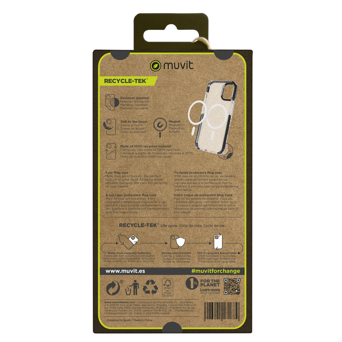 Mobile cover Muvit for Change iPhone 15 Pro Clear Magnetic