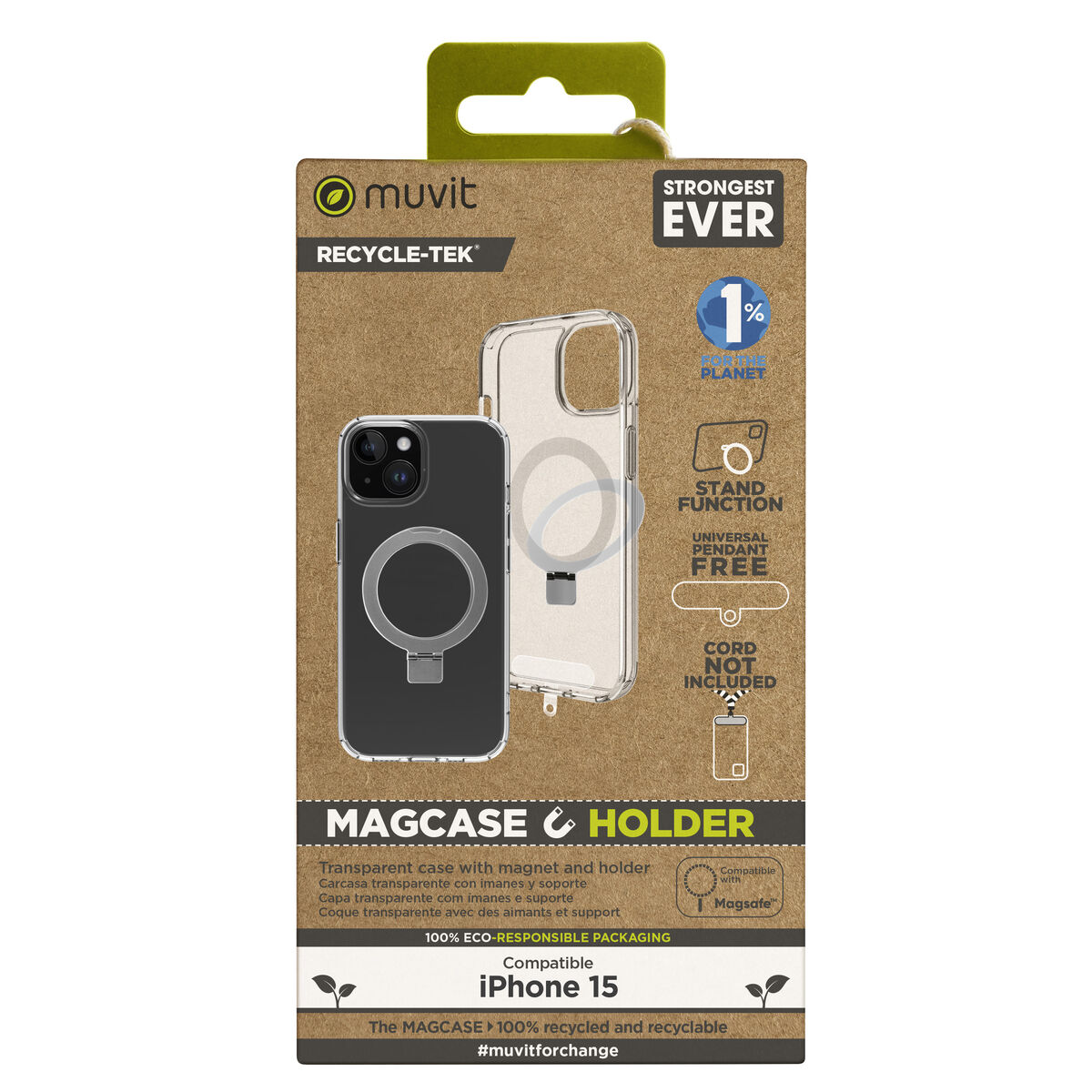Mobile cover Muvit for Change iPhone 15 Clear iPhone 15 Magnetic