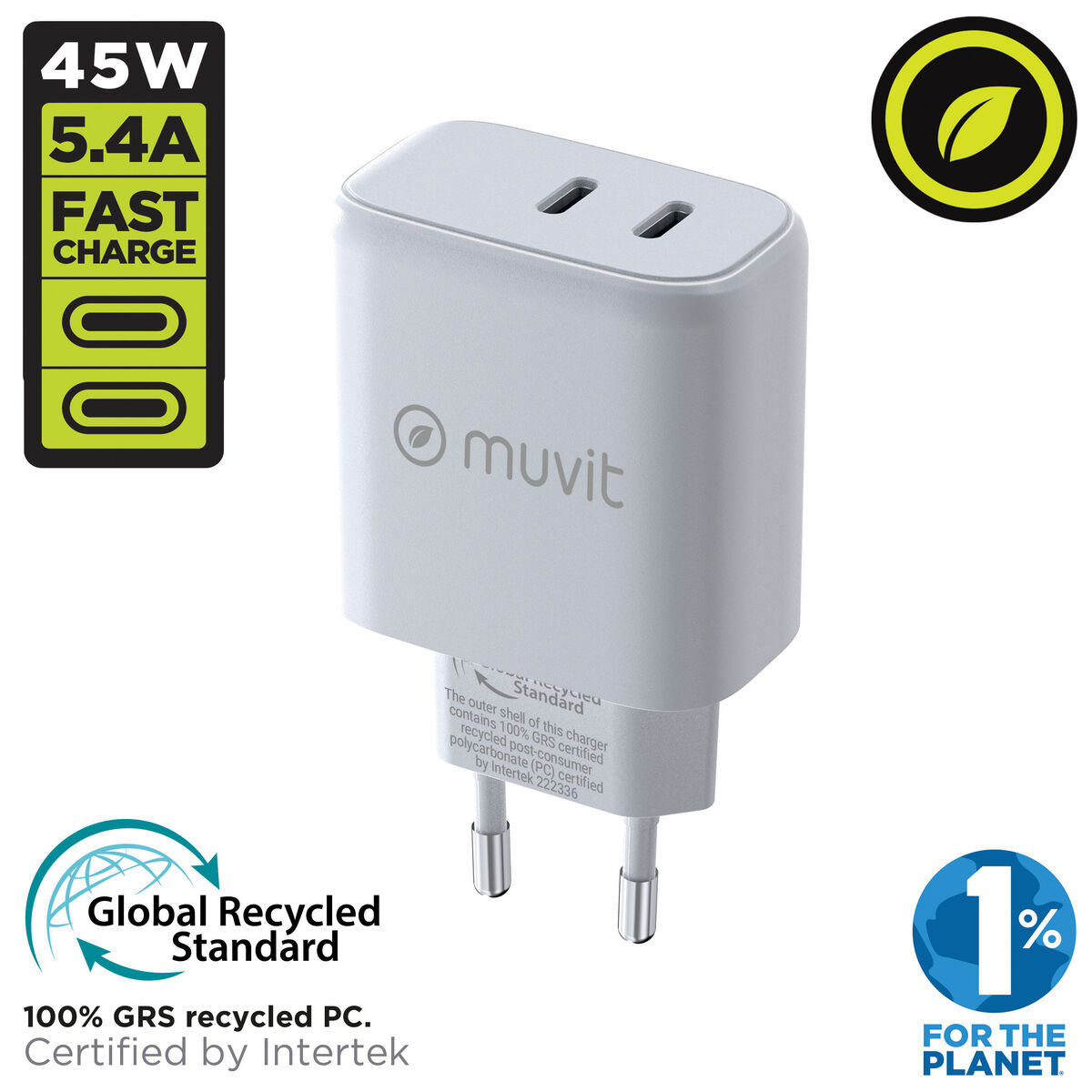 Wall Charger Muvit for Change HC-175 White 20 W 45 W