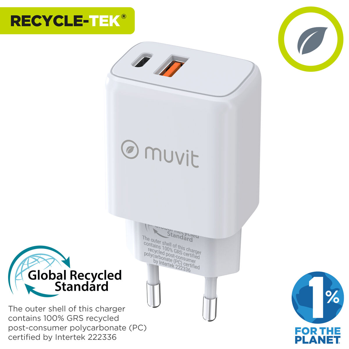 Wall Charger Muvit for Change MC-215 White 18 W 25 W