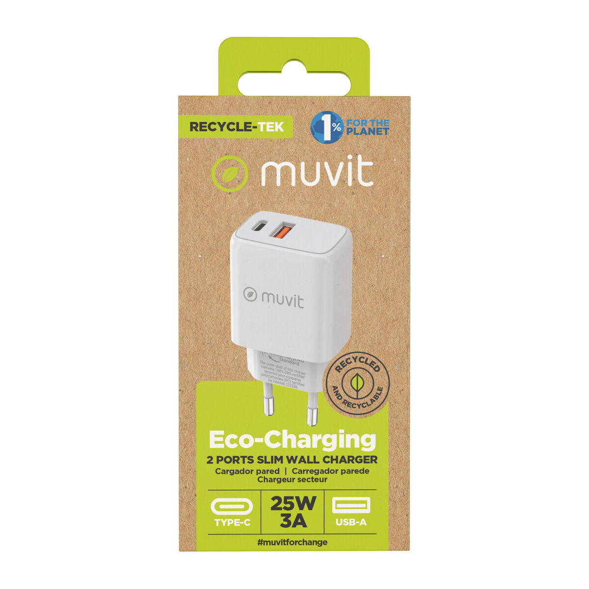 Wall Charger Muvit for Change MC-215 White 18 W 25 W