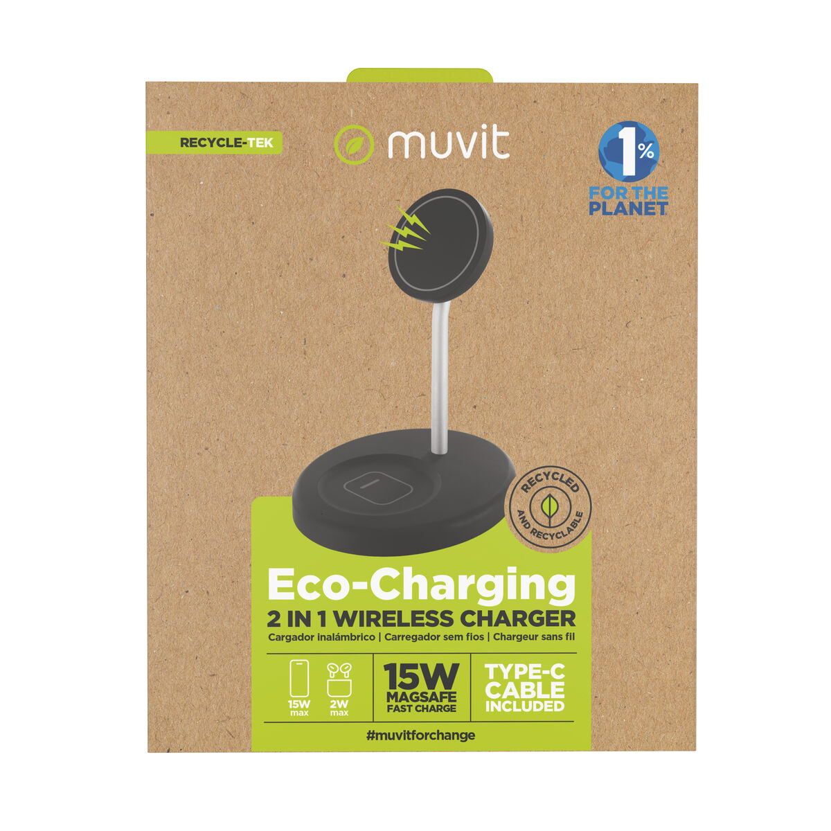 Cordless Charger Muvit for Change Black