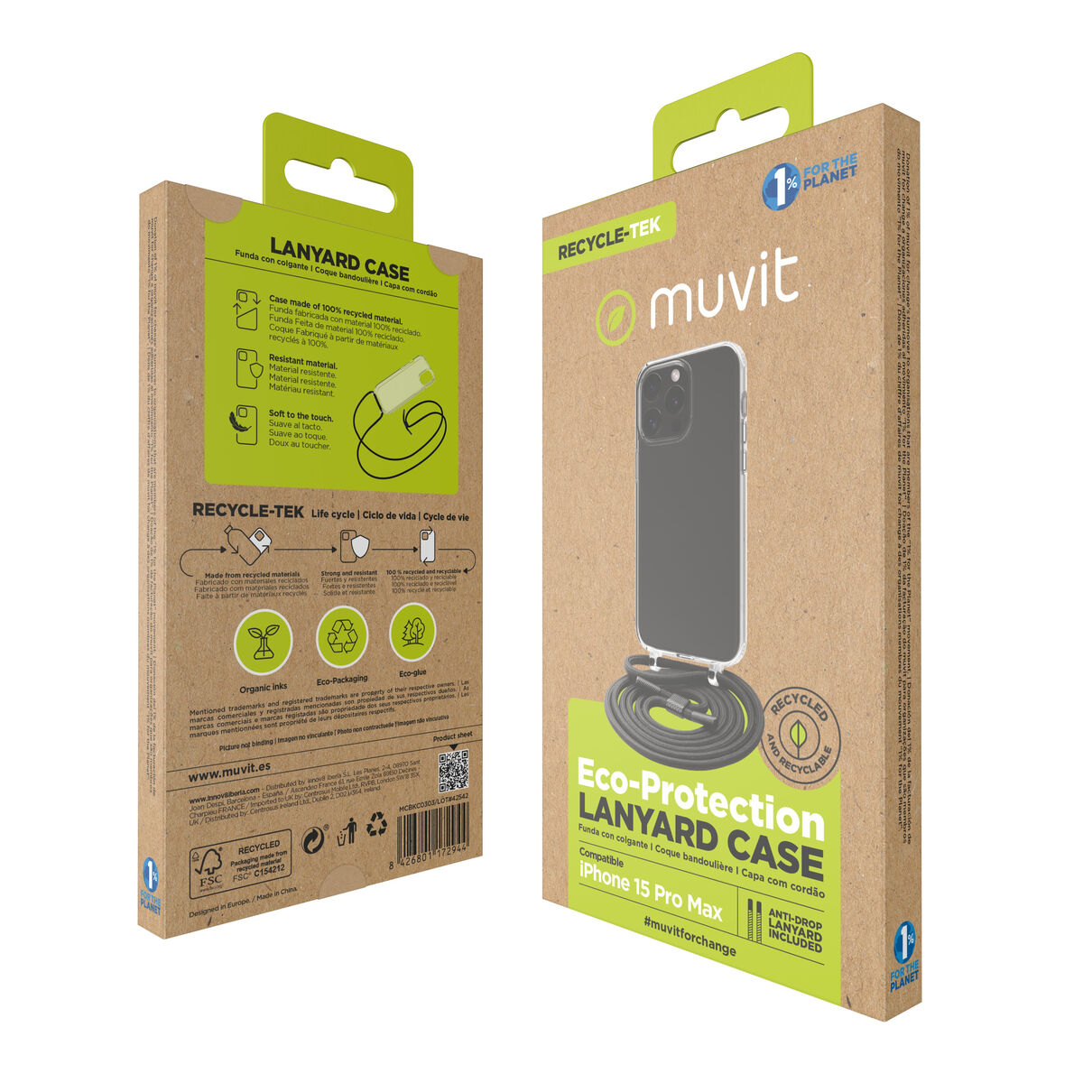 Mobile cover Muvit for Change iPhone 15 Pro Max Transparent