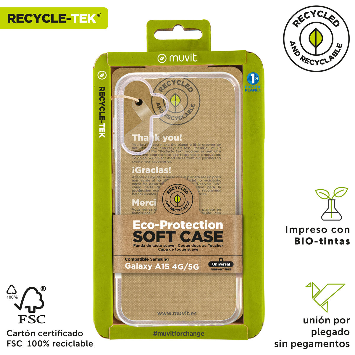 Mobile cover Muvit for Change Galaxy A15 Samsung Galaxy A14 5G