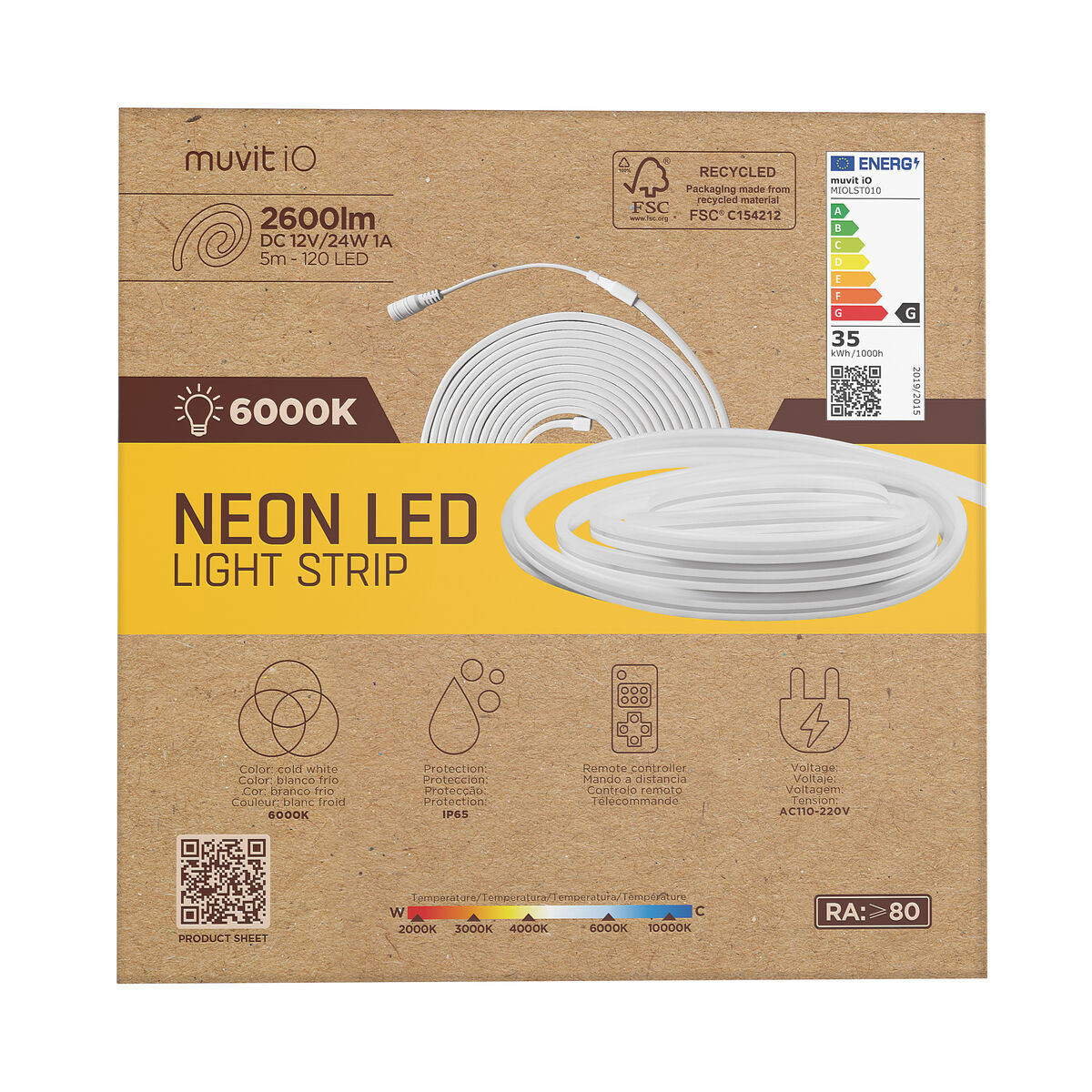LED strips muvit iO iO Cool White Transparent 5 m Neon