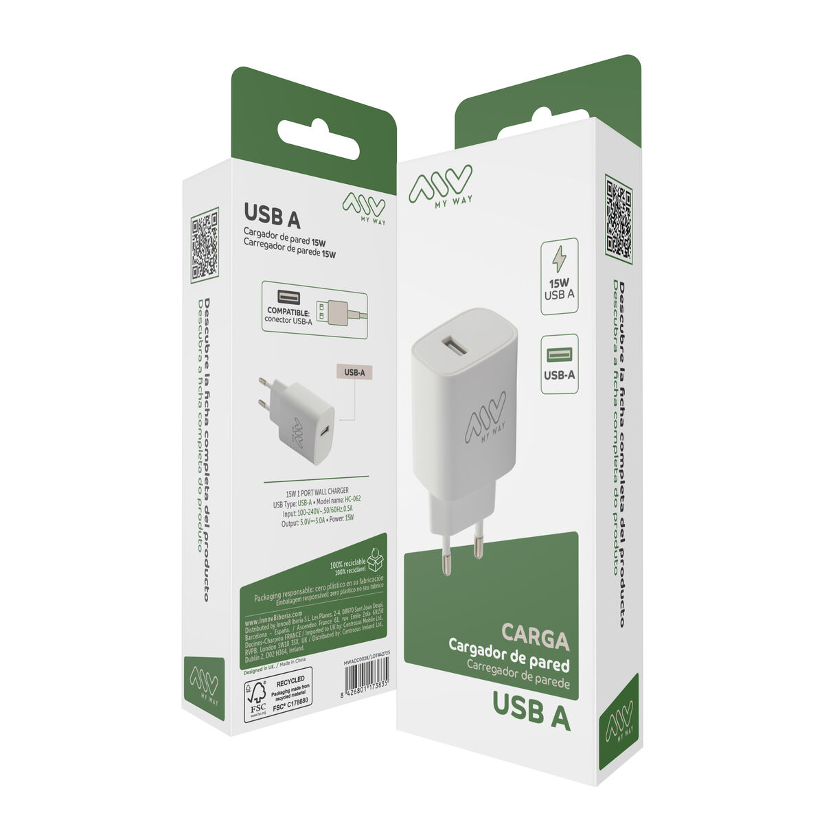 Wall Charger Myway White 15 W