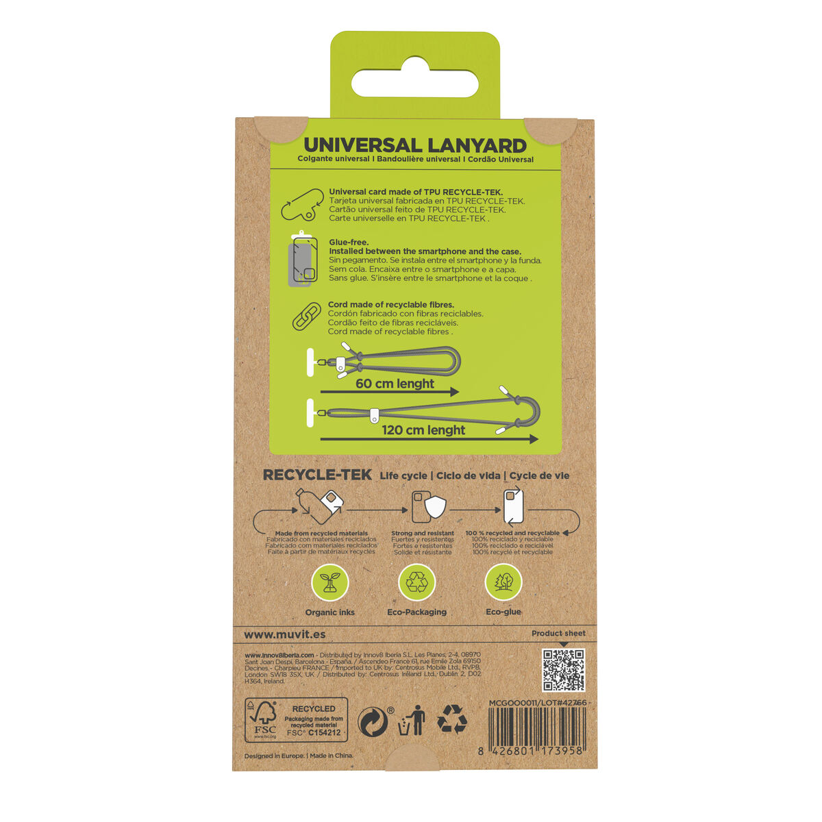 Mobile Phone Lanyard Muvit for Change Black