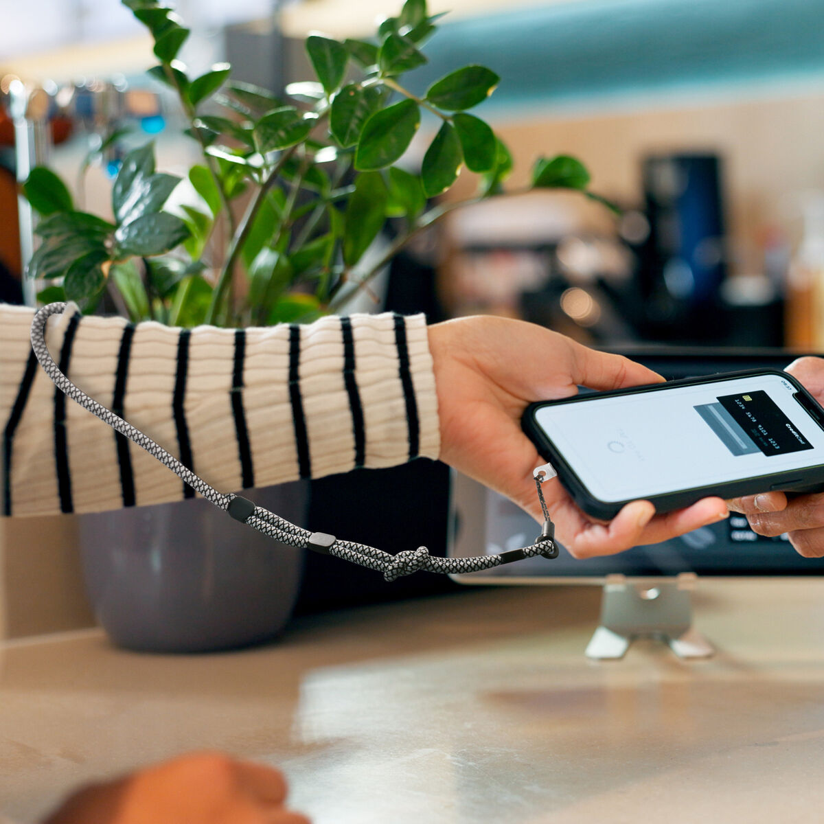 Mobile Phone Lanyard Muvit for Change Black White