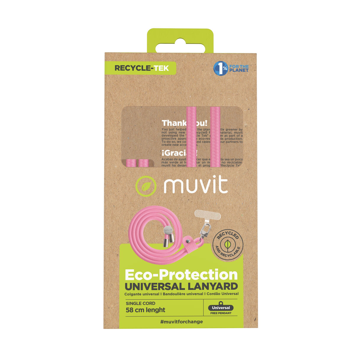Mobile Phone Lanyard Muvit for Change Pink