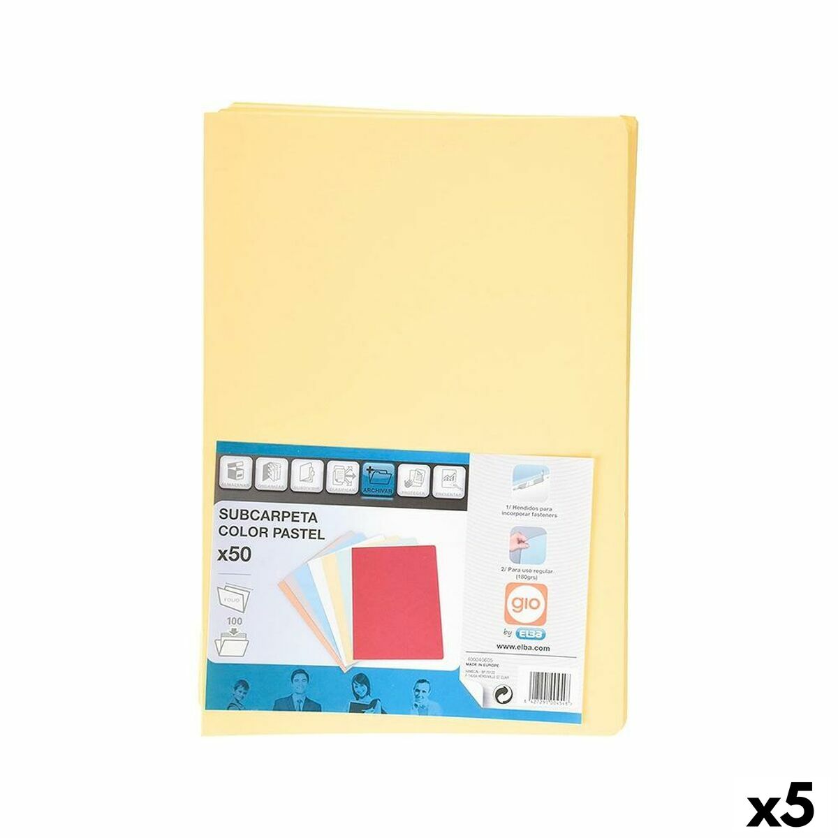 Set of Subfolders Elba Yellow A4 50 Pieces (5 Units) Set of Subfolders Elba Yellow A4 50 Pieces (5 Units)