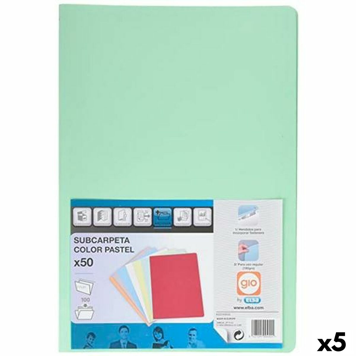 Subfolder Elba Gio Green A4 50 Pieces (5 Units) Subfolder Elba Gio Green A4 50 Pieces (5 Units)