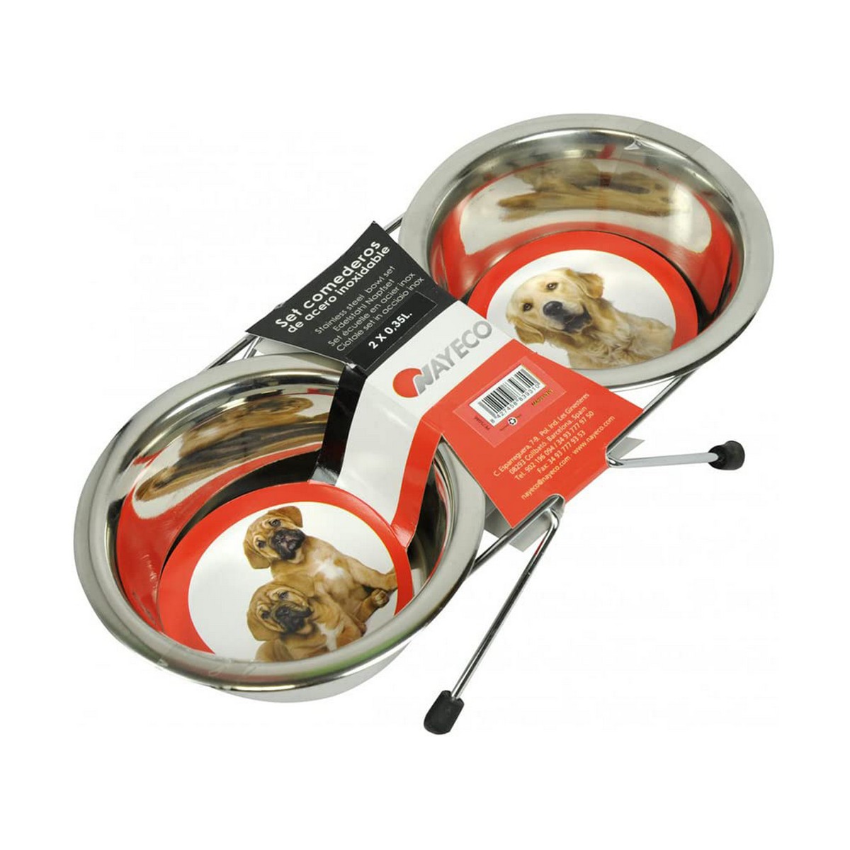 Dog Feeder Nayeco Stainless steel 2 x 350 ml Dog Feeder Nayeco Stainless steel 2 x 350 ml