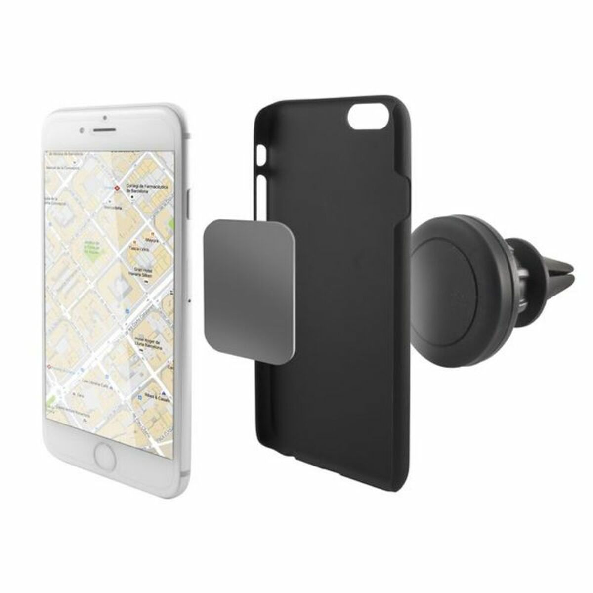 Magnetic Mobile Phone Holder for Car KSIX 360º Black Magnetic Mobile Phone Holder for Car KSIX 360º Black