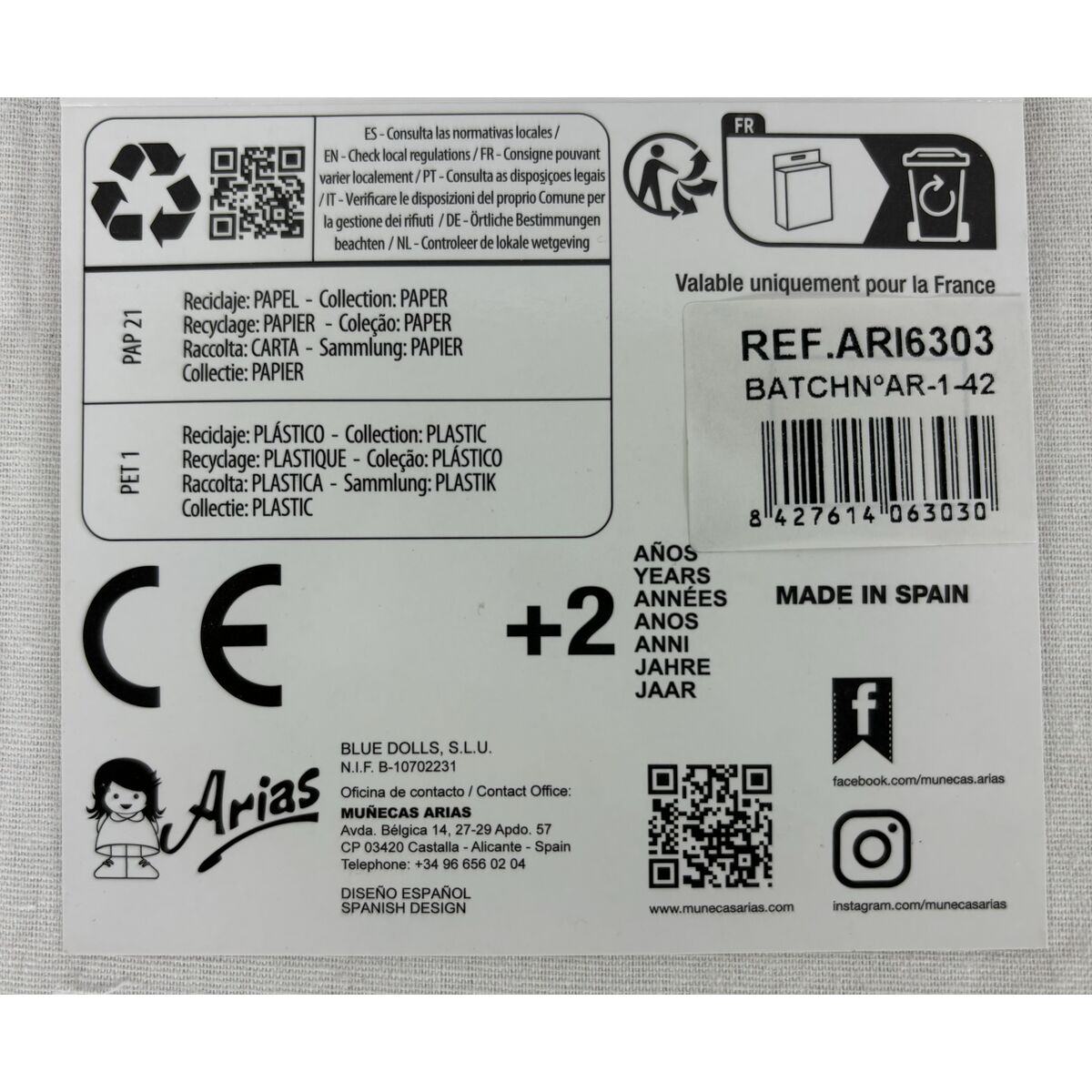 Dolls shoes Arias Blue 45 cm