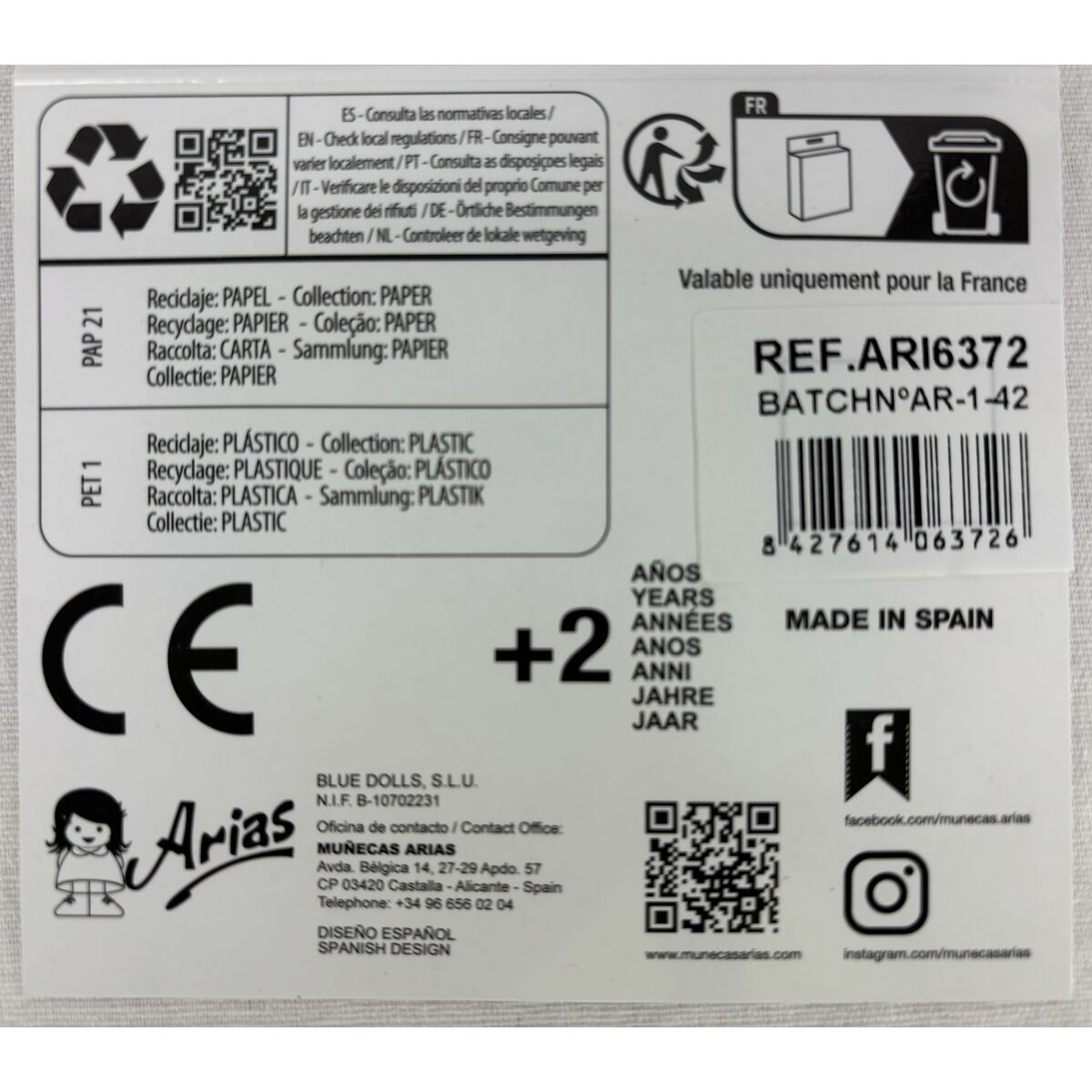 Doll’s clothes Arias White Pink (2 Pieces)