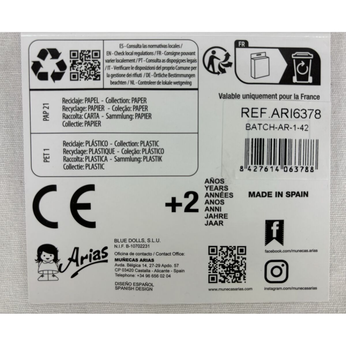 Dolls shoes Arias White 40 cm