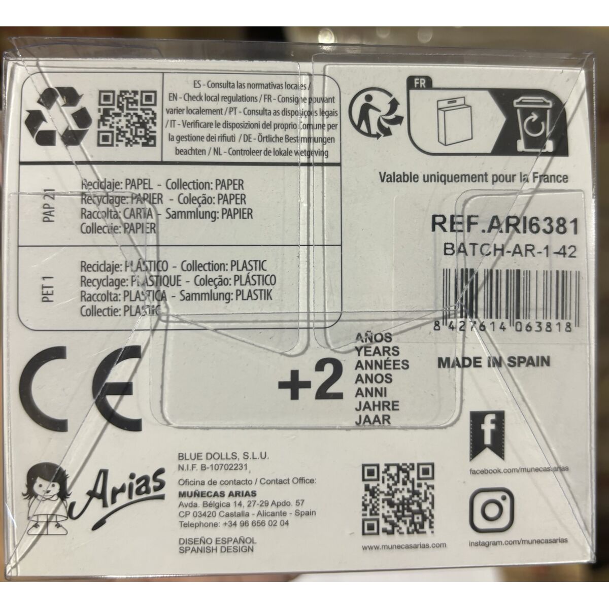 Dolls shoes Arias White 40 cm