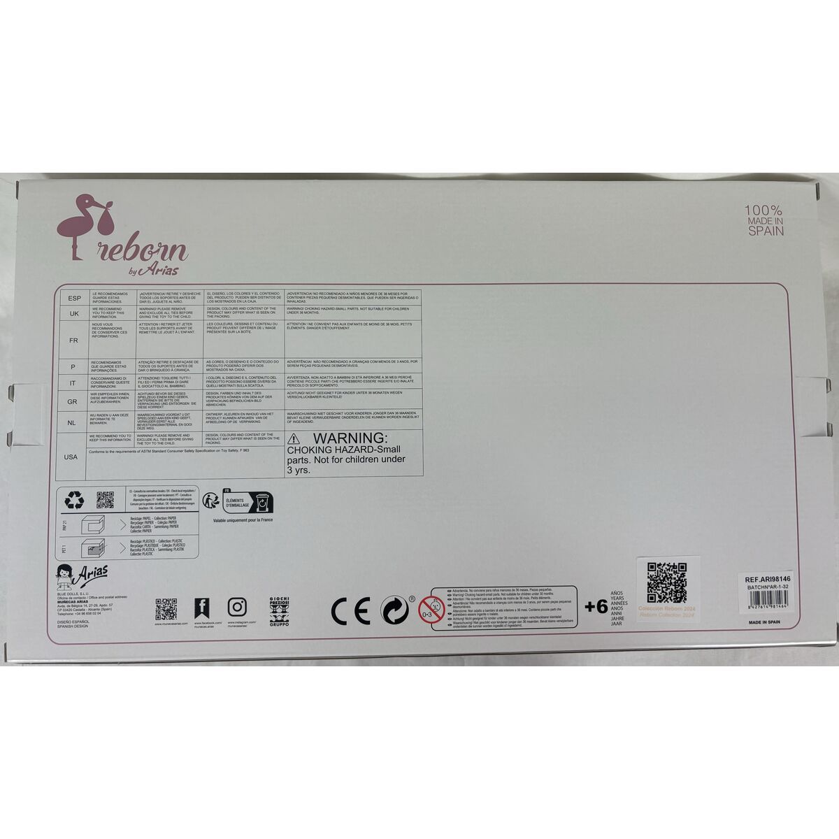 Baby doll Arias Reborn Alenandra 40 cm Pacifier