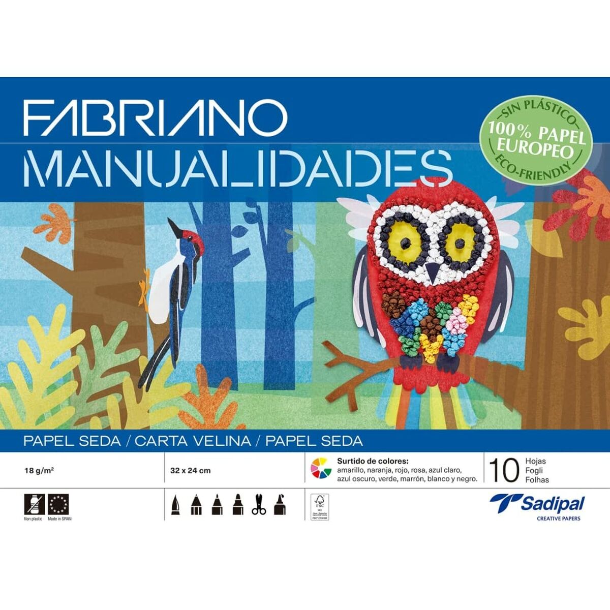 Silk paper Sadipal Multicolour 32 x 24 cm 10 Sheets (10 Units)