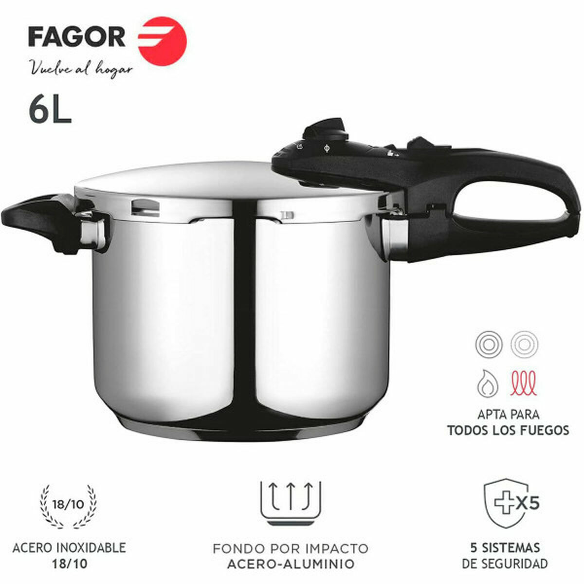 Pressure cooker Fagor DUO Stainless steel 18/10 6 L