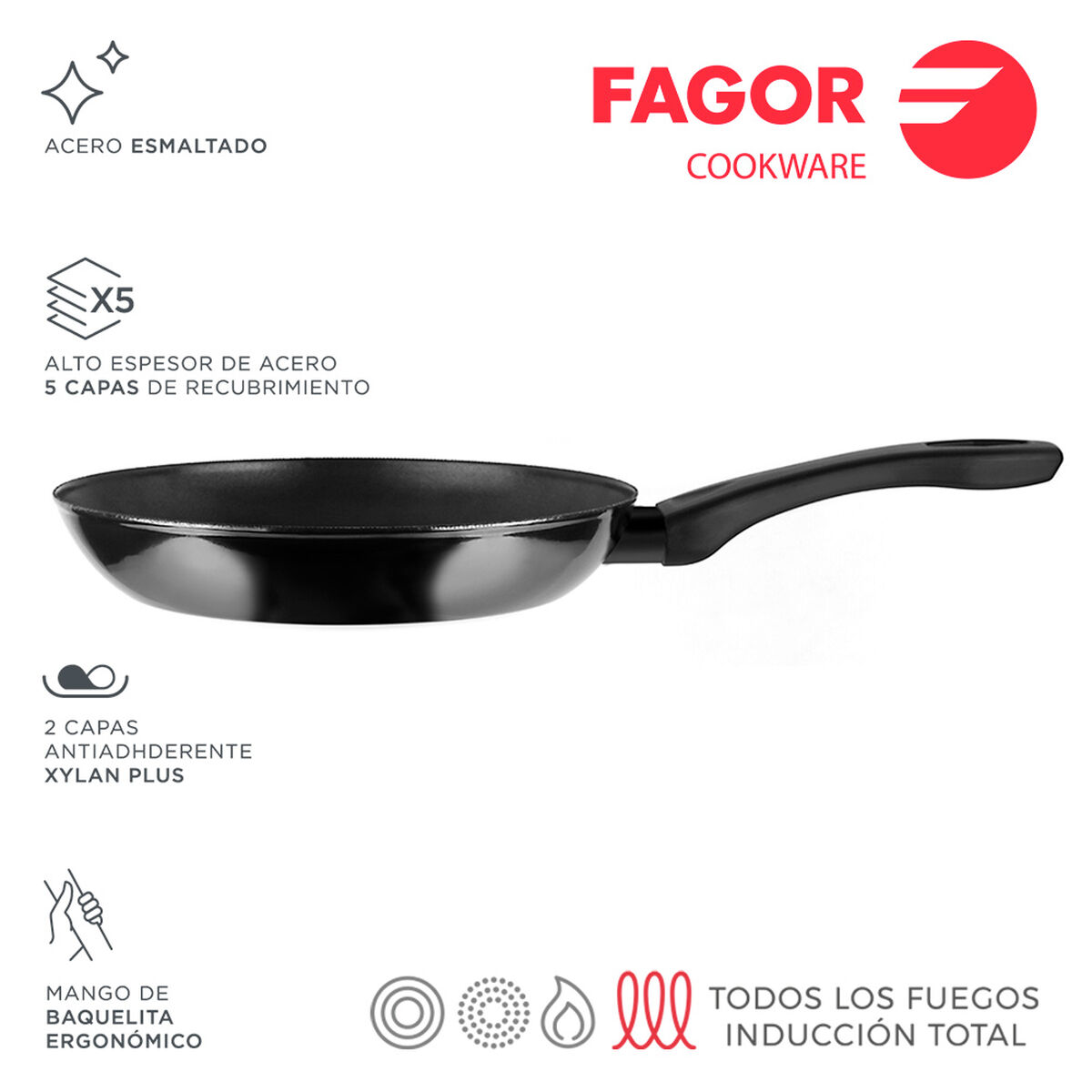 Pan FAGOR Indutherm Black Enamelled Steel (Ø 26 cm) Pan FAGOR Indutherm Black Enamelled Steel (Ø 26 cm)