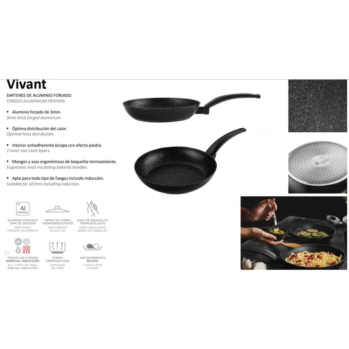 Pan Fagor VIVANT 24 Black Aluminium  24 cm