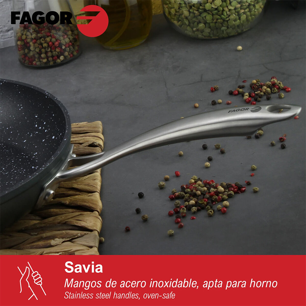 Pan Fagor Savia Toughened aluminium Grey Ø 24 cm