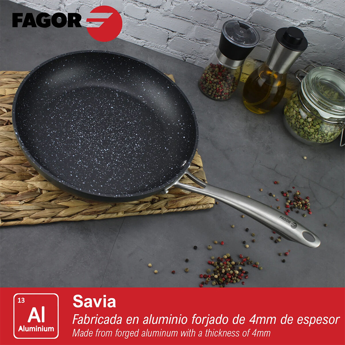 Pan Fagor Savia Toughened aluminium Grey Ø 24 cm