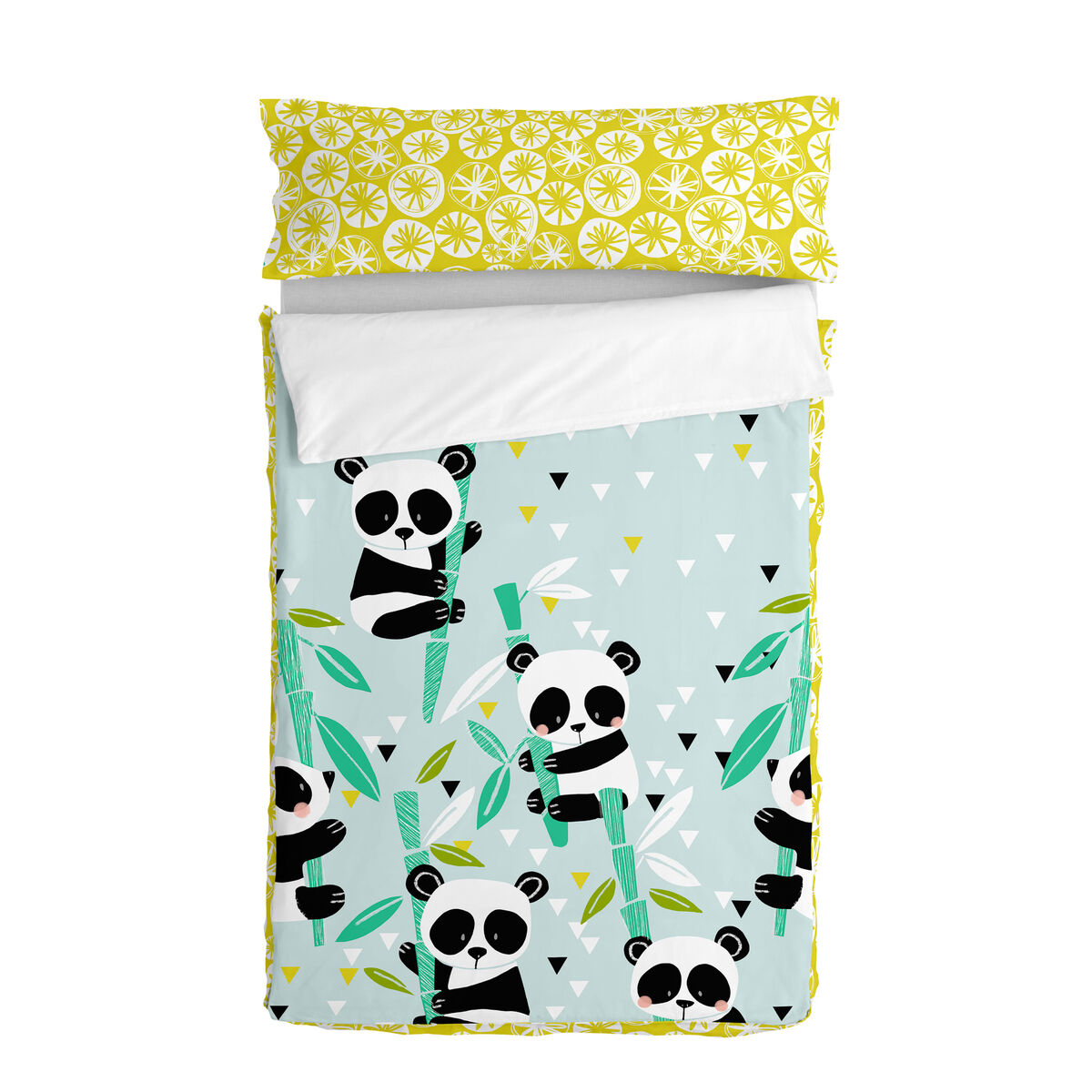 Quilted Zipper Bedding HappyFriday Moshi Moshi Panda Garden Blue Blue 105 x 200 cm Quilted Zipper Bedding HappyFriday Moshi Moshi Panda Garden Blue Blue 105 x 200 cm