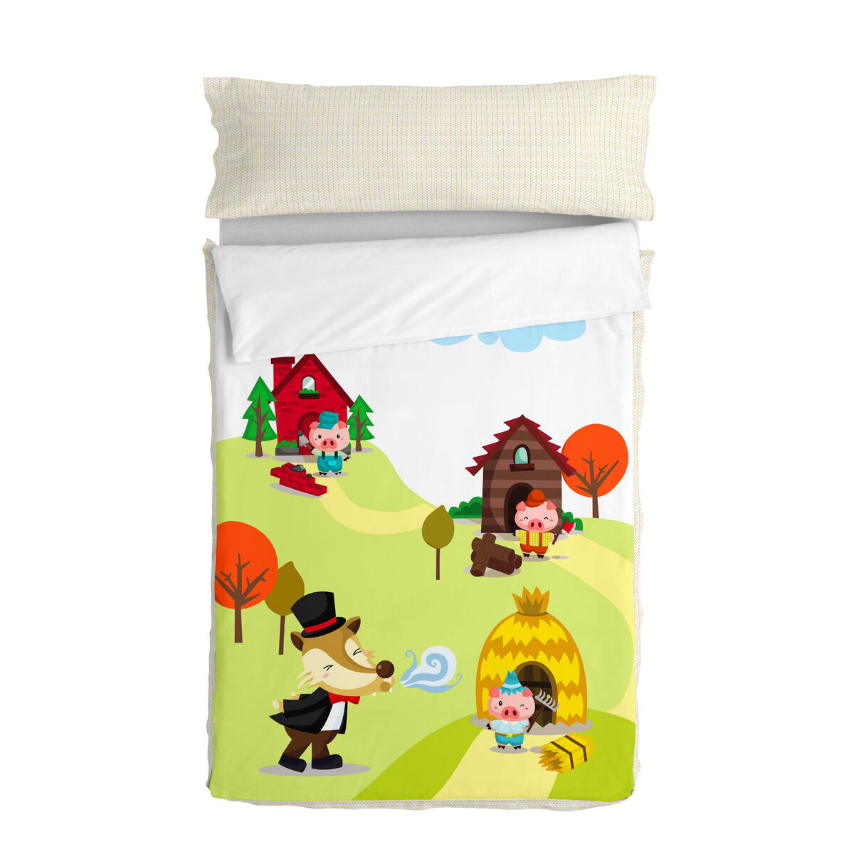 Quilted Zipper Bedding HappyFriday Mr Fox Piggys Multicolour 105 x 200 cm Quilted Zipper Bedding HappyFriday Mr Fox Piggys Multicolour 105 x 200 cm