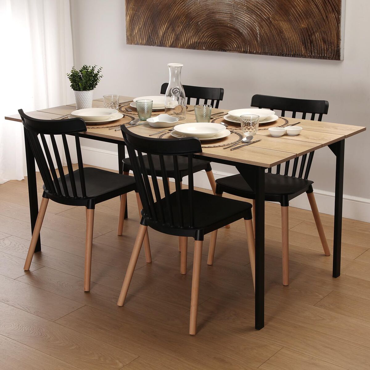 Dining Table Versa Collins Metal Melamin MDF Wood 75 x 80 x 164,5 cm