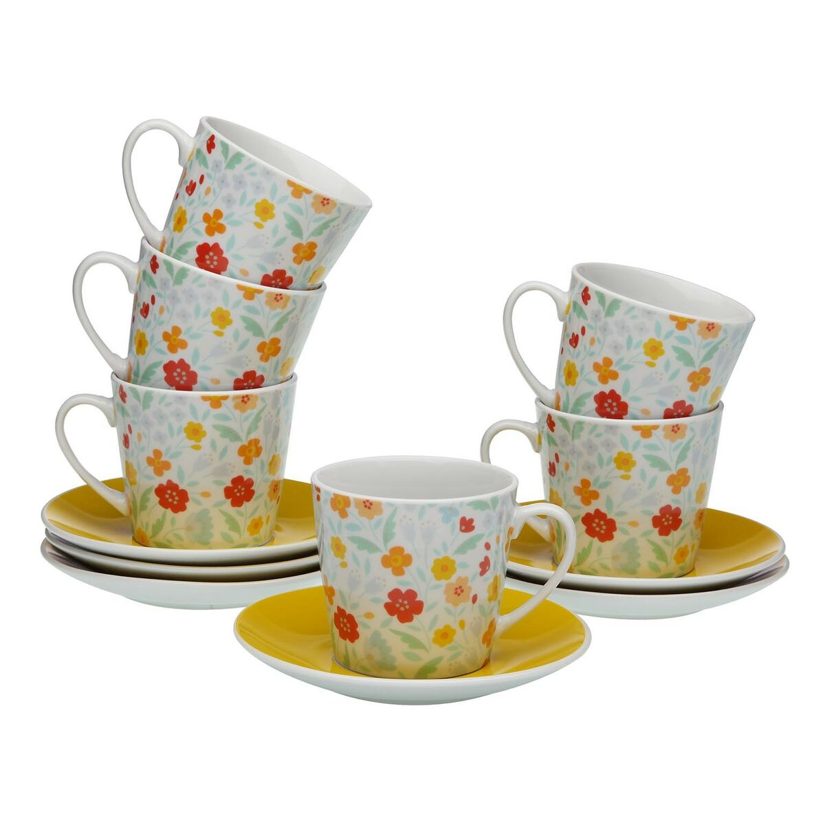Tea set Versa Flandes Porcelain 9 x 14 x 14 cm 10,5 x 8 x 6 cm 14 x 14 x 2 cm 6 Units