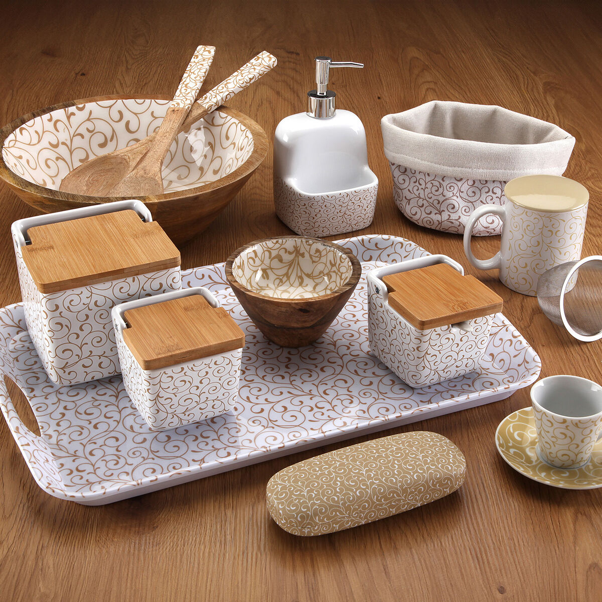 Set of decorative boxes Versa Serpentine Cardboard (15 Pieces)